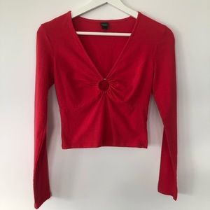 Red Crop Top with Ruched O Ring